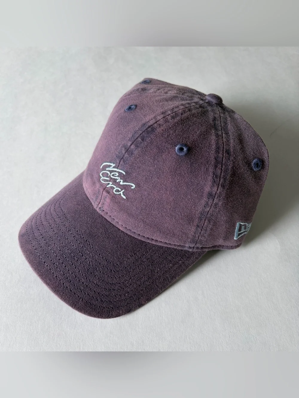 New Era Men's Purple Sand Washed Baseball Cap with Embroidered Script